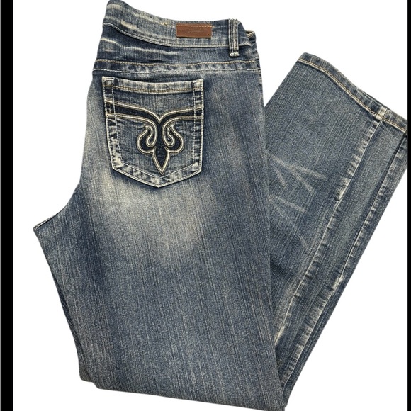 Standards & Practices 19X35 Blue Boot Cut Jeans with Decorative Stitching - Picture 2 of 5